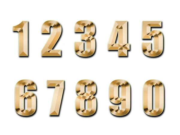 Zlatá čísla, izolovaných na bílém pozadí — Stock fotografie