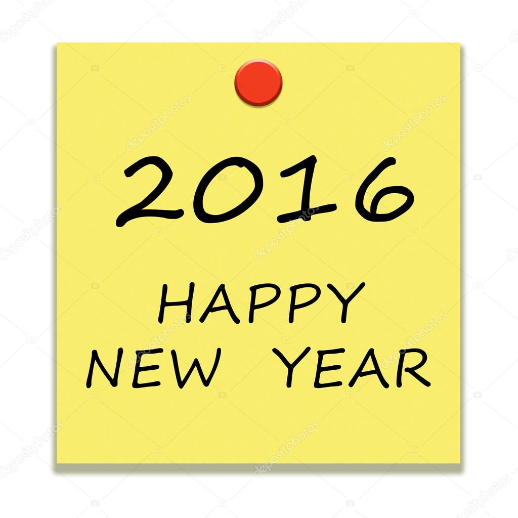2016 note on a white background