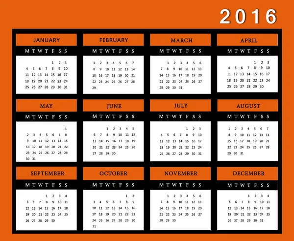 Calendario para 2016 — Foto de Stock