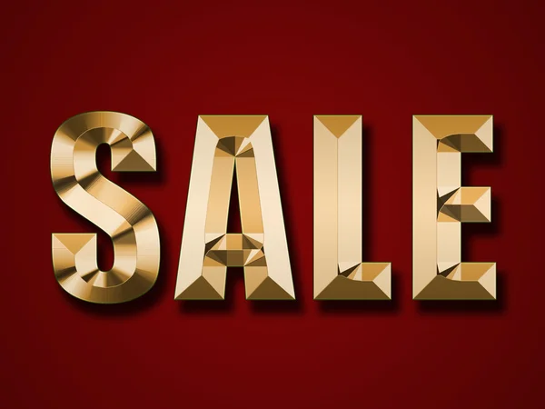 Gold inscription "sale" on a red background — Stock Photo, Image