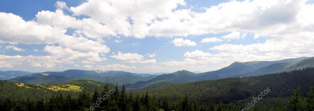 Panoramic views of the beautiful landscape in the Carpathian mountains