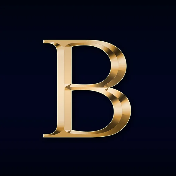 Carta dourada "B" sobre um fundo preto — Fotografia de Stock