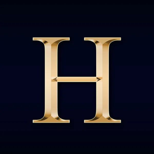Золотая буква "H" на черном фоне — стоковое фото