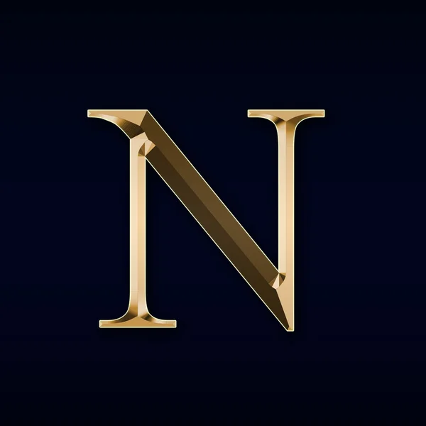 Gold letter "N" on a black background — Stock Photo, Image