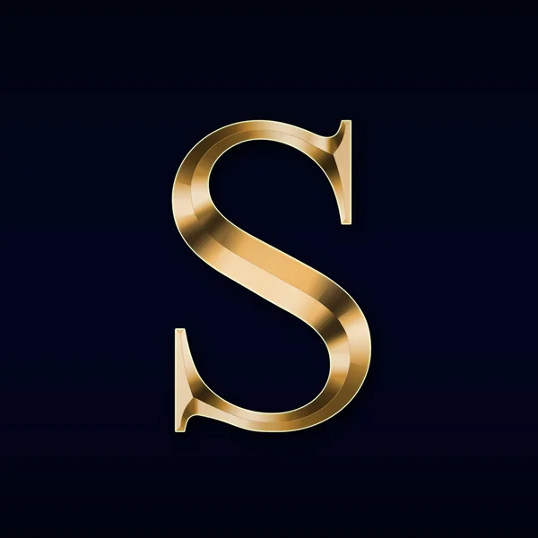 Gold letter "S" on a black  background — Stock Photo, Image