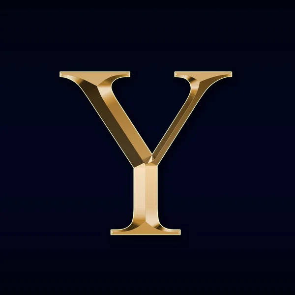 Gold bokstaven "Y" på en svart bakgrund — Stockfoto