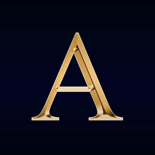 Gold letter "A" on a black background — Stock Photo, Image