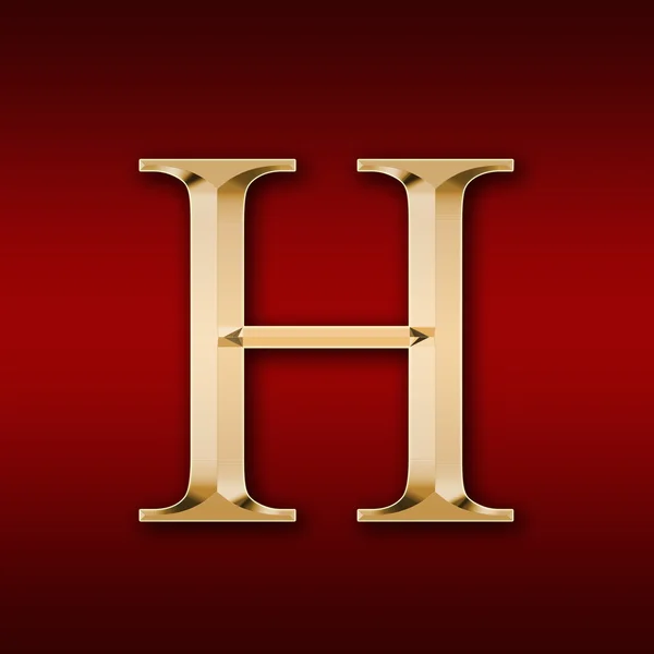 Gold letter "H" on a red background — Stock Photo, Image