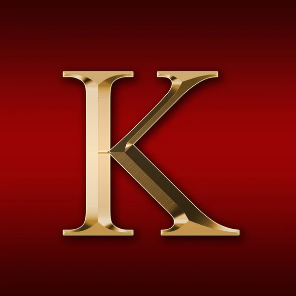 Gold letter "K" on a red background — Stock Photo, Image