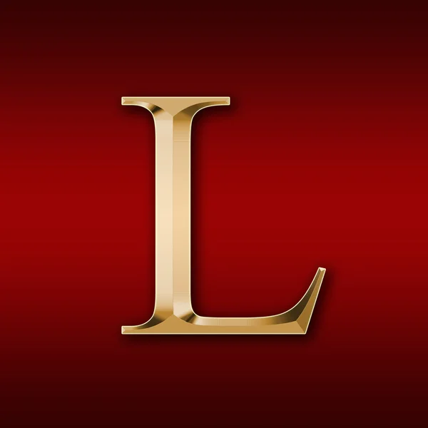 Gold letter "L" on a red background — Stock Photo, Image