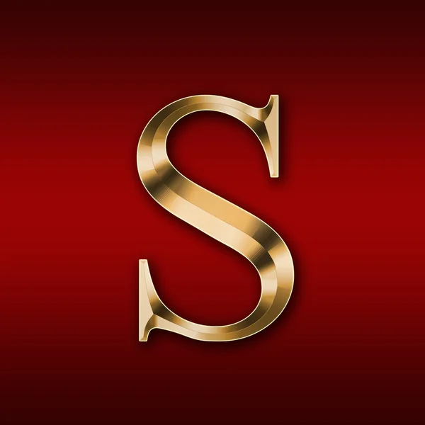 Letra de oro "S" sobre fondo rojo —  Fotos de Stock