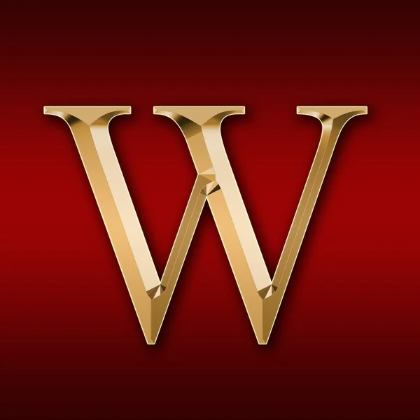 赤の背景に黄金の文字"W" — ストック写真