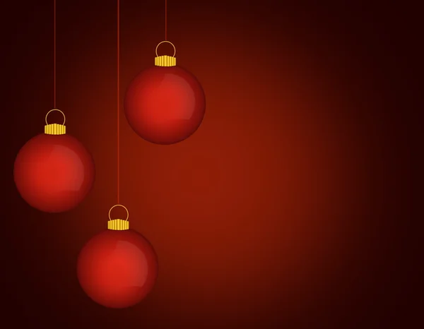 Kartki świąteczne z trzech czerwonych kulek — Zdjęcie stockowe