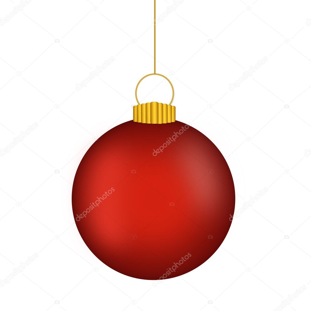 red Christmas ball on a white background