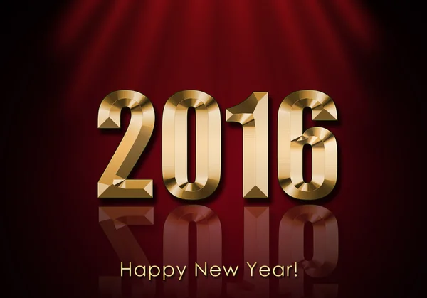 Happy New Year 2016 on  red background lit by the rays — Stock Photo, Image