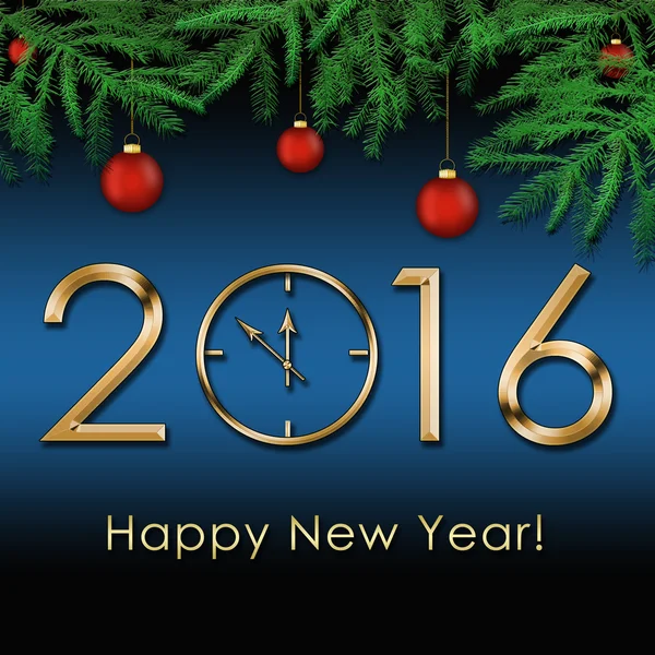 Bonne année 2016 fond avec horloge en or — Photo