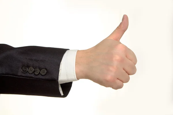 Business man hand with thumb up on white background — Stock Photo, Image