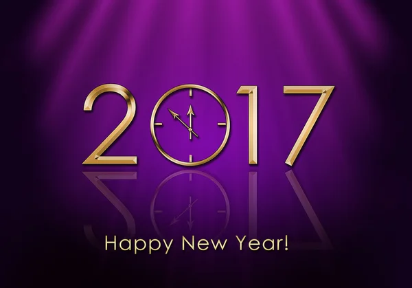 Happy New Year 2017. New Year Clock — Stock Photo, Image