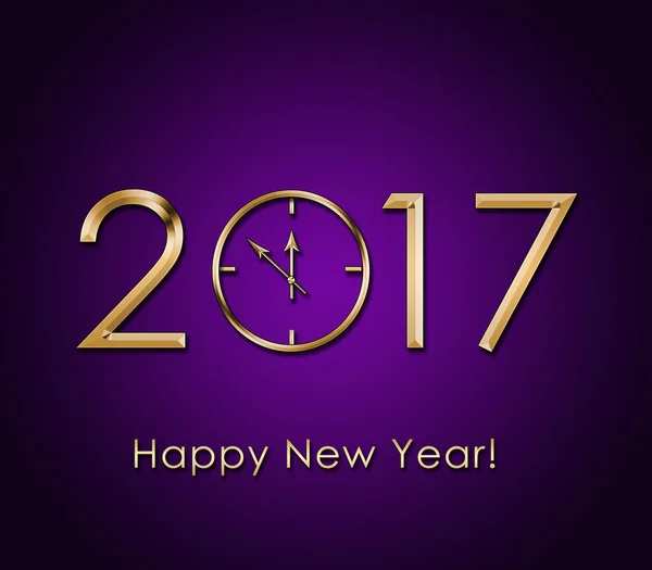 2017 Happy New Year background with gold clock — Stock Photo, Image