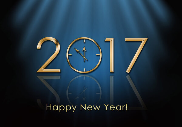 Happy New Year 2017. New Year Clock