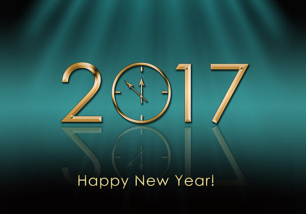 Happy New Year 2017. New Year Clock