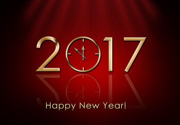 Happy New Year 2017. New Year Clock