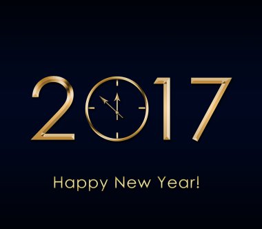 2017 mutlu yeni yıl arka plan ile altın saat