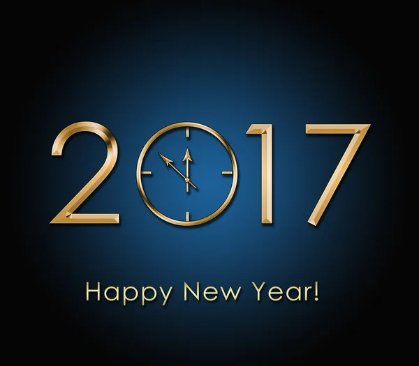 2017 Happy New Year fond avec horloge en or — Photo