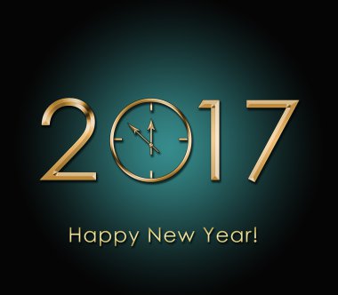 2017 mutlu yeni yıl arka plan ile altın saat