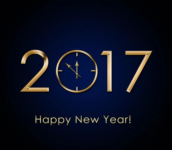 2017 Felice anno nuovo sfondo con orologio d'oro — Foto Stock