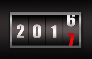 siyah arka plan üzerine izole 2017 geri sayım sayacı.