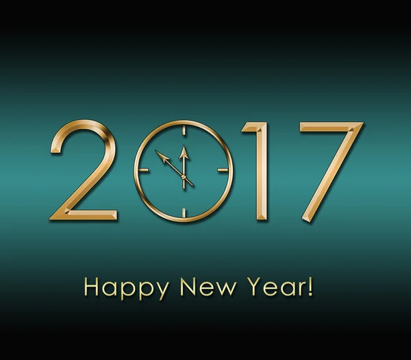 2017 boldog új évet háttér arany óra — Stock Fotó