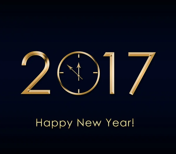 2017 Happy New Year fond avec horloge en or — Photo