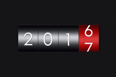 siyah arka plan üzerine izole 2017 geri sayım sayacı.