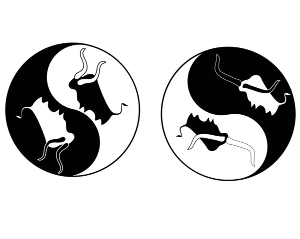 Año Nuevo Vector Año Nuevo Símbolo Toros Yin Yang Signo — Archivo Imágenes Vectoriales