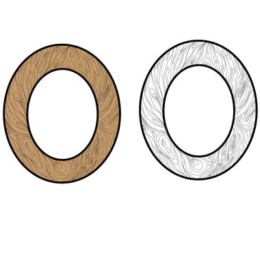 Tahta alfabe harfi. O renk ve siyah ve beyaz.