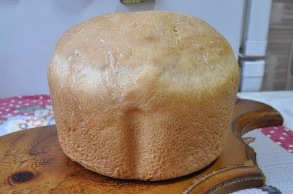 Roti Putih Atas Papan Baru Dipanggang Roti Seperti Memanggang Roti — Stok Foto
