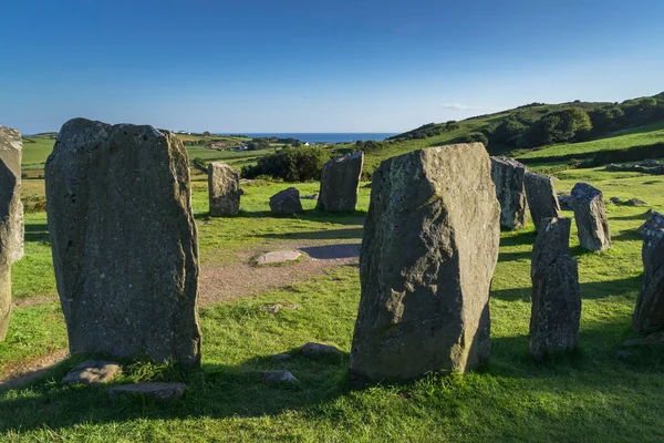 Paysage Avec Cercle Pierres Dromberg Dans Comté Cork Irlande Coucher — Photo