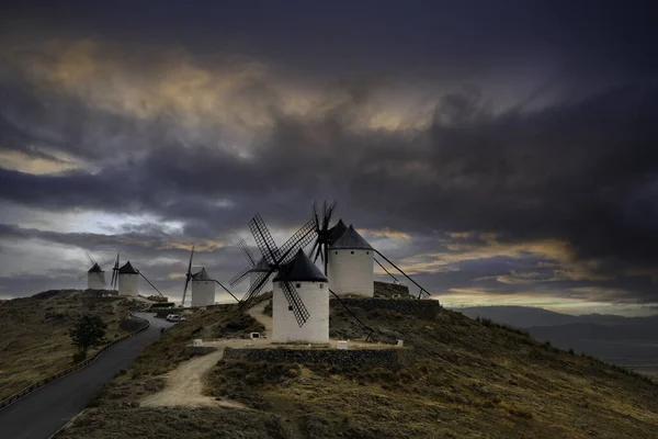 Old Windmills Town Consuegra Route Quijote Province Toledo — Stock Photo, Image