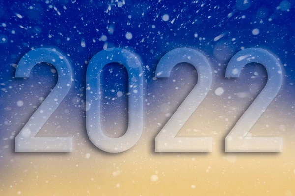 新的2022年关于从橙色到蓝色再到雪花的渐变背景的说明 — 图库照片