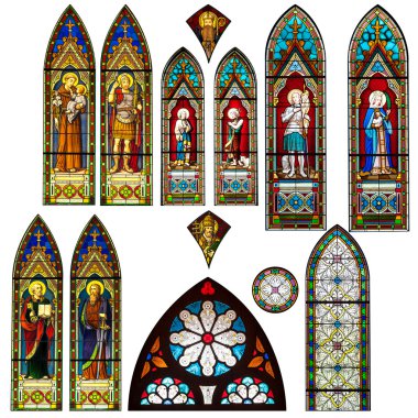 stained glass church window in thailand clipart