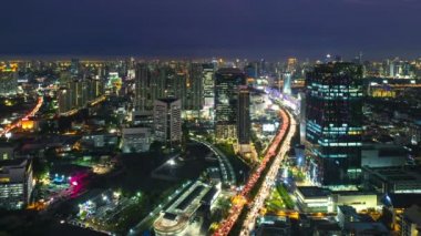 Gün batımında, Tayland Bangkok city scape görünümünü Timelapse