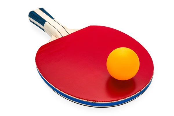 Raket dan ping pong bola untuk bermain tenis meja di iso putih — Stok Foto