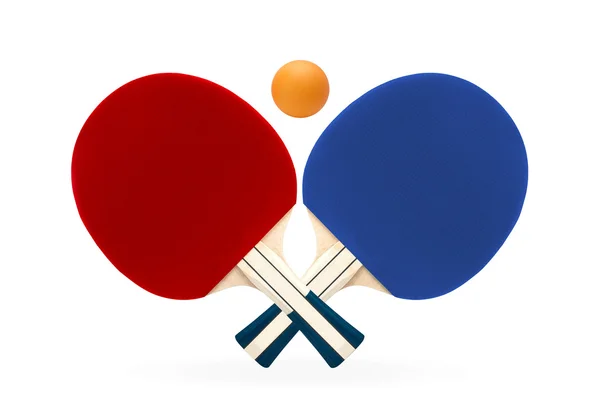 Two rackets for playing table tennis on white isolated backgroun — ストック写真