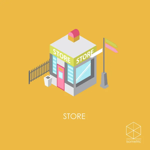 Isométrica cor vetor ícone loja —  Vetores de Stock