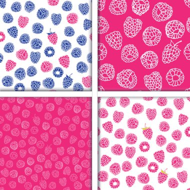 Lezzetli olgun ahududu Dikişsiz desen seti