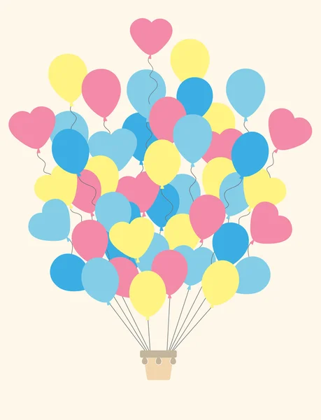 Vintage hot air balloon.Celebration festive background with balloons.Perfect for invitations,posters and cards — Stock Vector