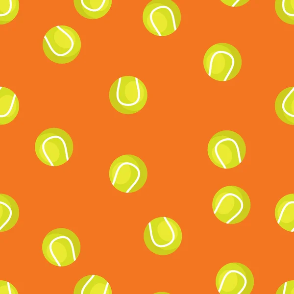 Modèle sans couture de balles de tennis sur un fond orange — Image vectorielle