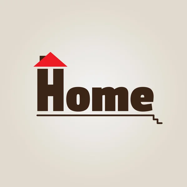 Logotipo da casa. Casa com telhado vermelho. Vetor ícone — Vetor de Stock