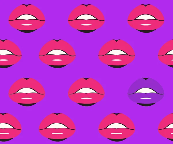Usta. Pocałunek. Jednolity wzór całowania — Wektor stockowy